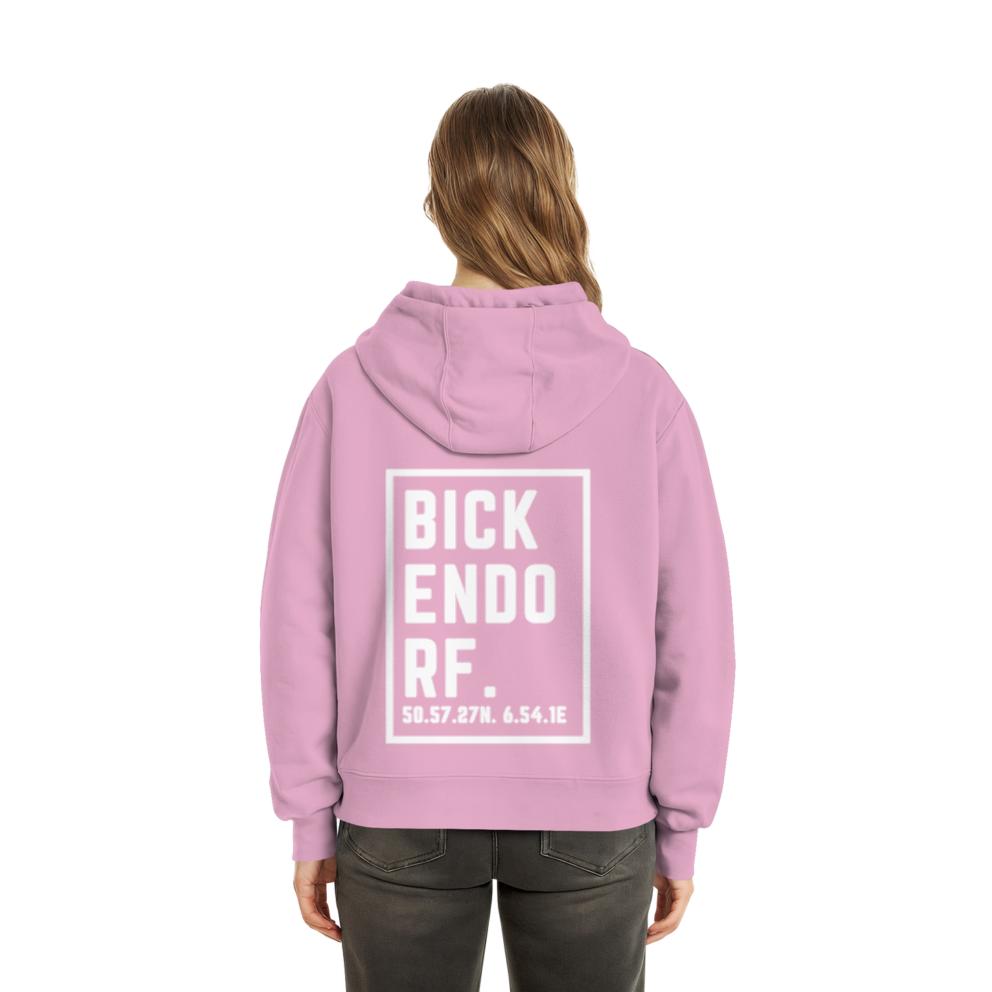 Bickendorf Koordinaten (großer Druck auf dem Rücken) - Fluffy Boxcut Hoodie