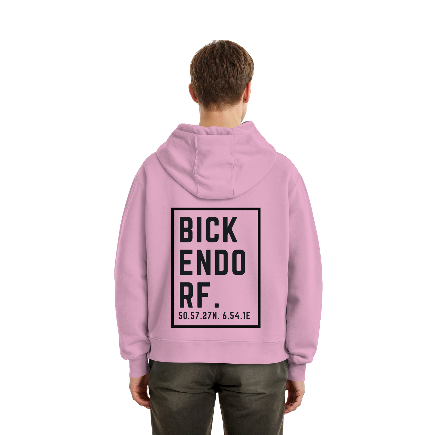 Bickendorf Koordinaten (großer Druck auf dem Rücken) - Fluffy Boxcut Hoodie