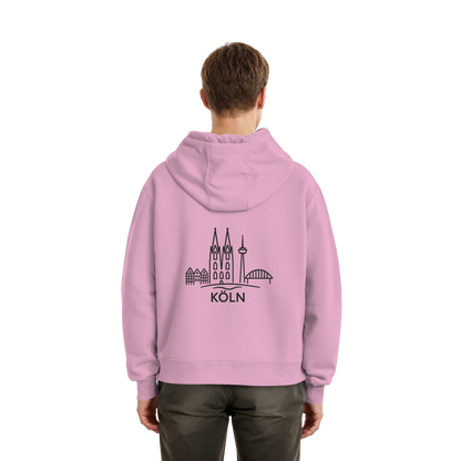 Köln Skyline (großer Druck auf dem Rücken) - Fluffy Boxcut Hoodie
