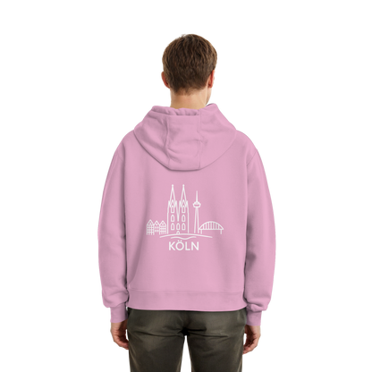 Köln Skyline (großer Druck auf dem Rücken) - Fluffy Boxcut Hoodie