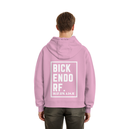 Bickendorf Koordinaten (großer Druck auf dem Rücken) - Fluffy Boxcut Hoodie