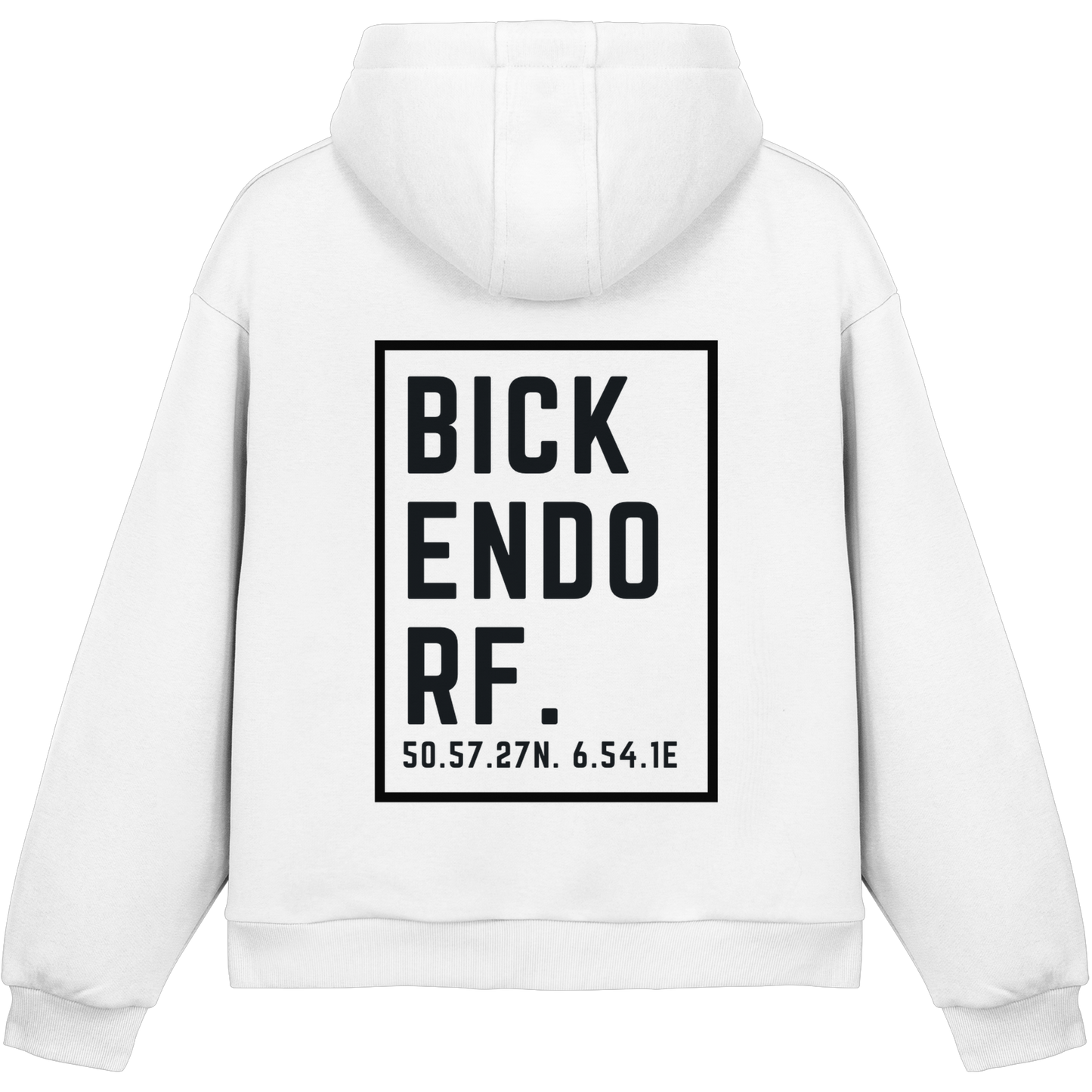 Bickendorf Koordinaten (großer Druck auf dem Rücken) - Fluffy Boxcut Hoodie