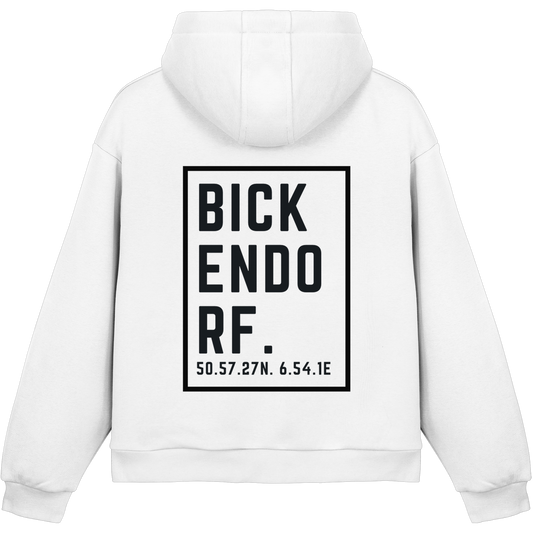 Bickendorf Koordinaten (großer Druck auf dem Rücken) - Fluffy Boxcut Hoodie