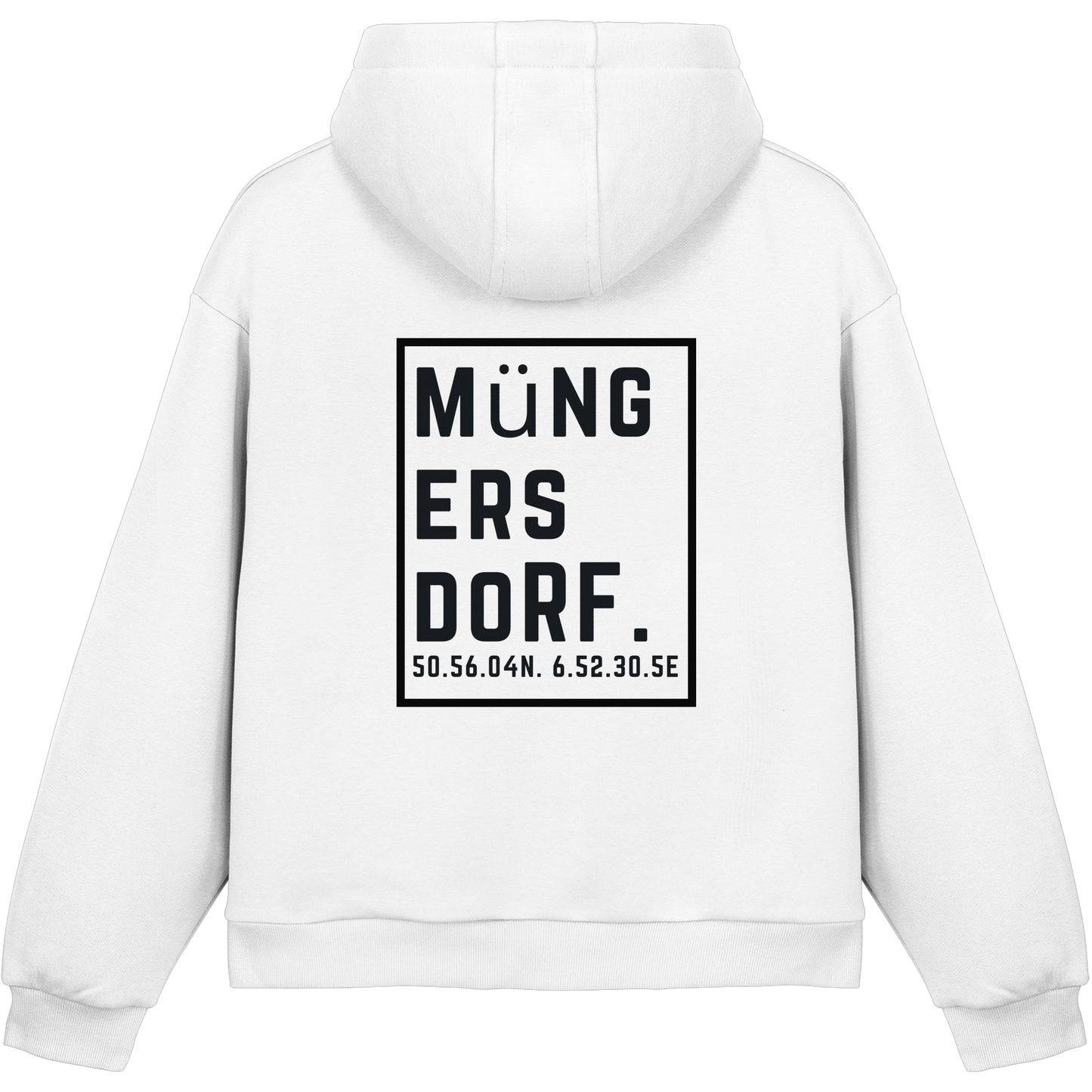 Müngersdorf Koordinaten (großer Druck auf dem Rücken) - Fluffy Boxcut Hoodie
