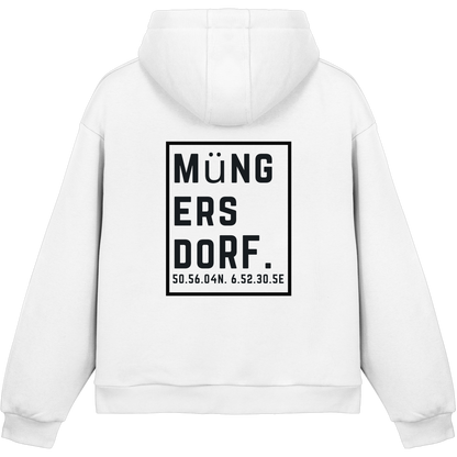 Müngersdorf Koordinaten (großer Druck auf dem Rücken) - Fluffy Boxcut Hoodie