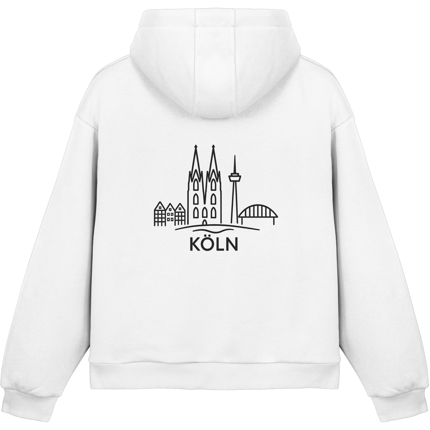 Köln Skyline (großer Druck auf dem Rücken) - Fluffy Boxcut Hoodie
