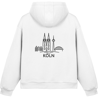 Köln Skyline (großer Druck auf dem Rücken) - Fluffy Boxcut Hoodie