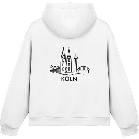 Köln Skyline (großer Druck auf dem Rücken) - Fluffy Boxcut Hoodie