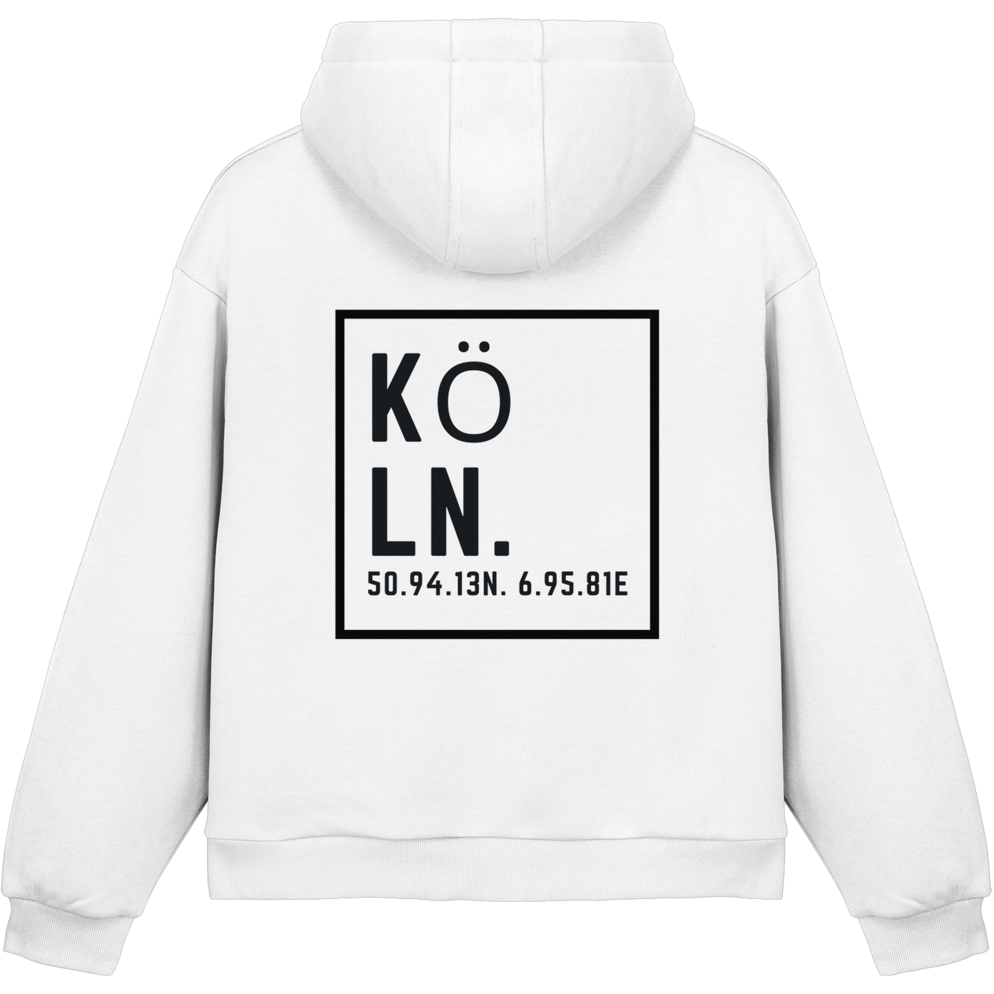 Köln Koordinaten (großer Druck auf dem Rücken) - Fluffy Boxcut Hoodie