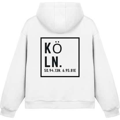 Köln Koordinaten (großer Druck auf dem Rücken) - Fluffy Boxcut Hoodie