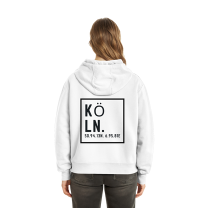 Köln Koordinaten (großer Druck auf dem Rücken) - Fluffy Boxcut Hoodie