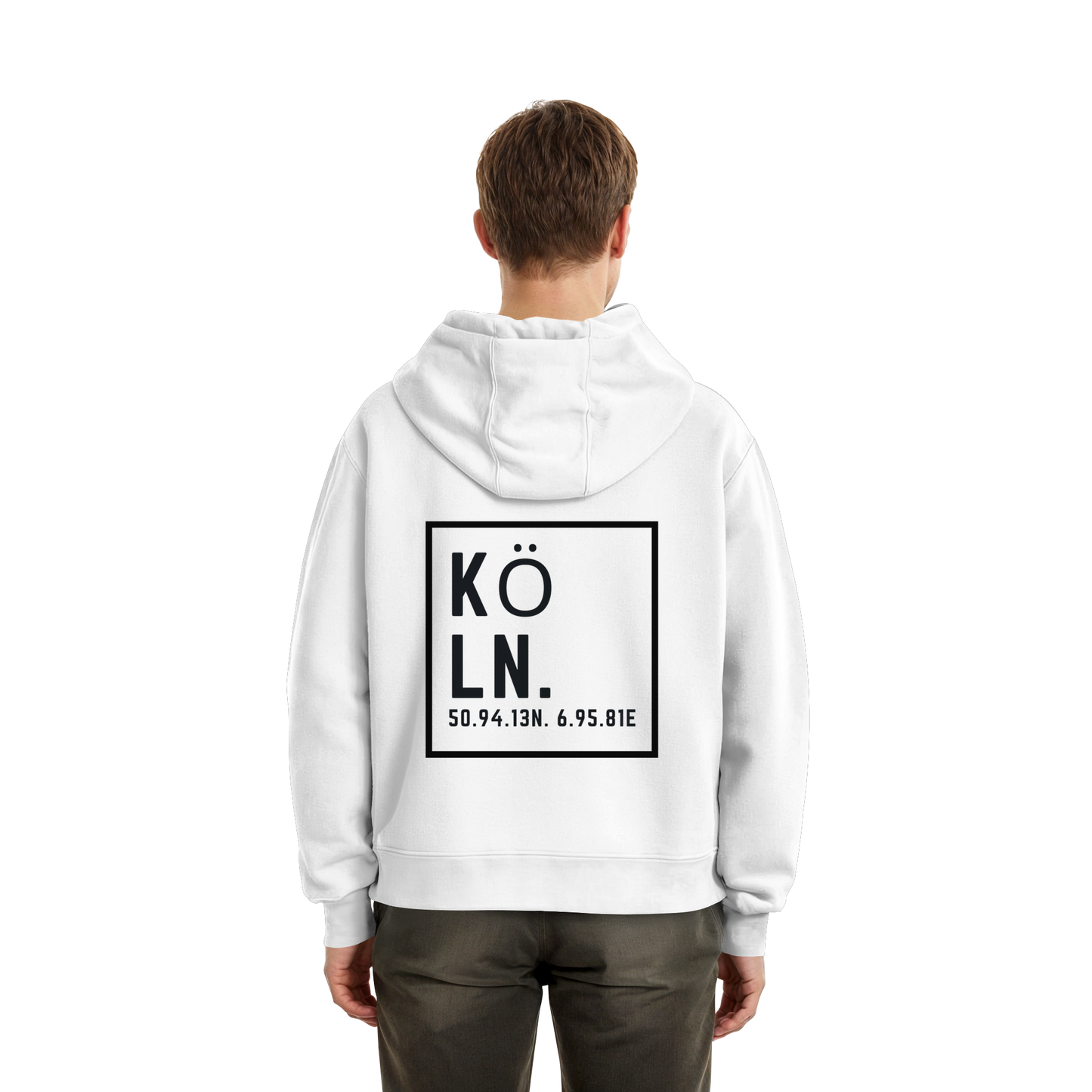 Köln Koordinaten (großer Druck auf dem Rücken) - Fluffy Boxcut Hoodie