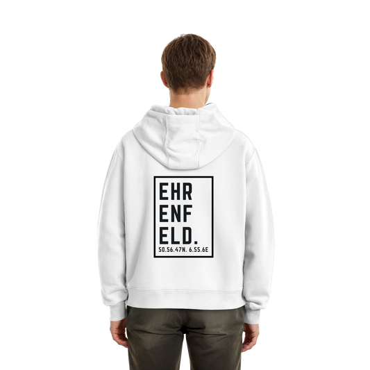 Ehrenfeld Koordinaten (großer Druck auf dem Rücken) - Fluffy Boxcut Hoodie
