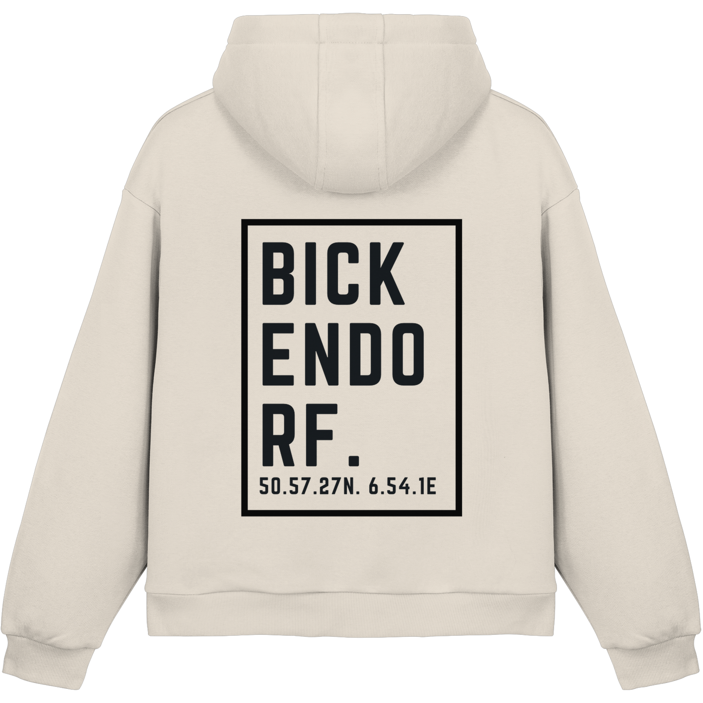 Bickendorf Koordinaten (großer Druck auf dem Rücken) - Fluffy Boxcut Hoodie