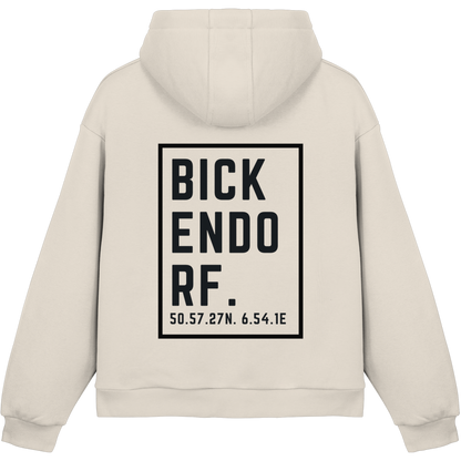 Bickendorf Koordinaten (großer Druck auf dem Rücken) - Fluffy Boxcut Hoodie