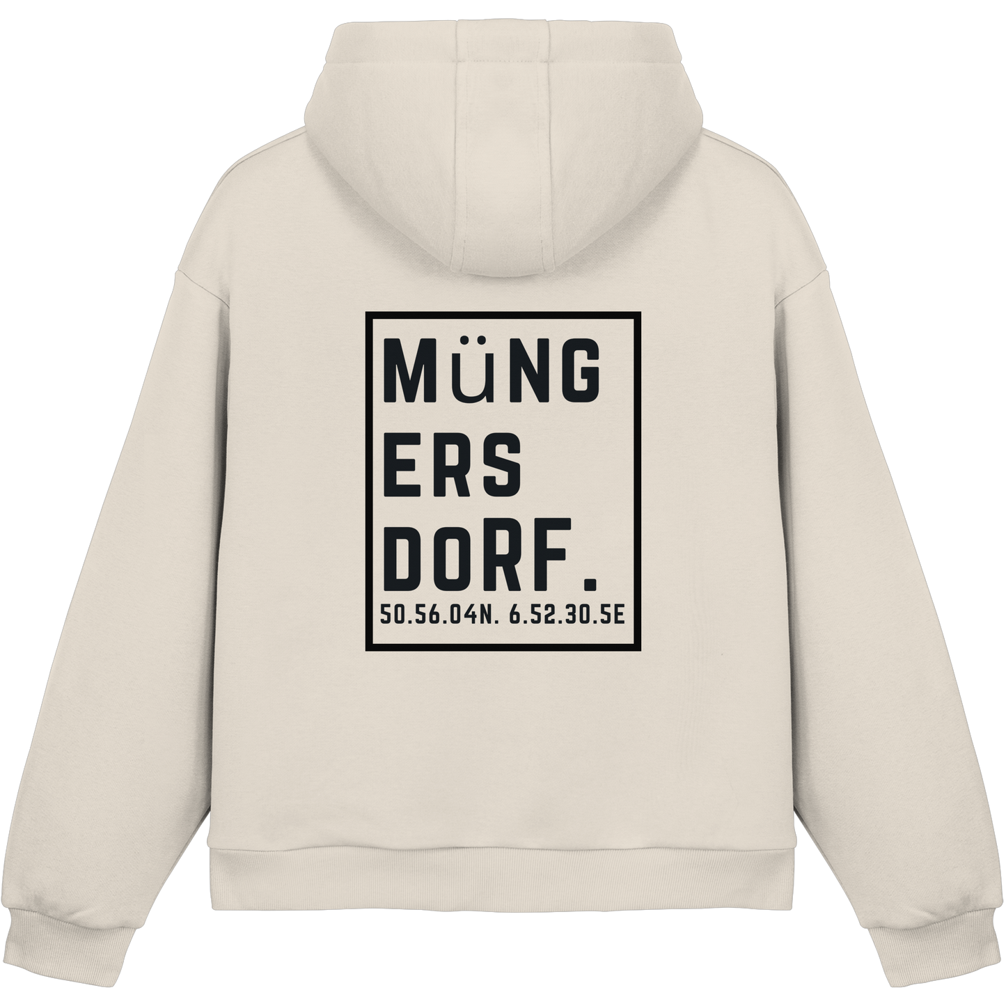 Müngersdorf Koordinaten (großer Druck auf dem Rücken) - Fluffy Boxcut Hoodie