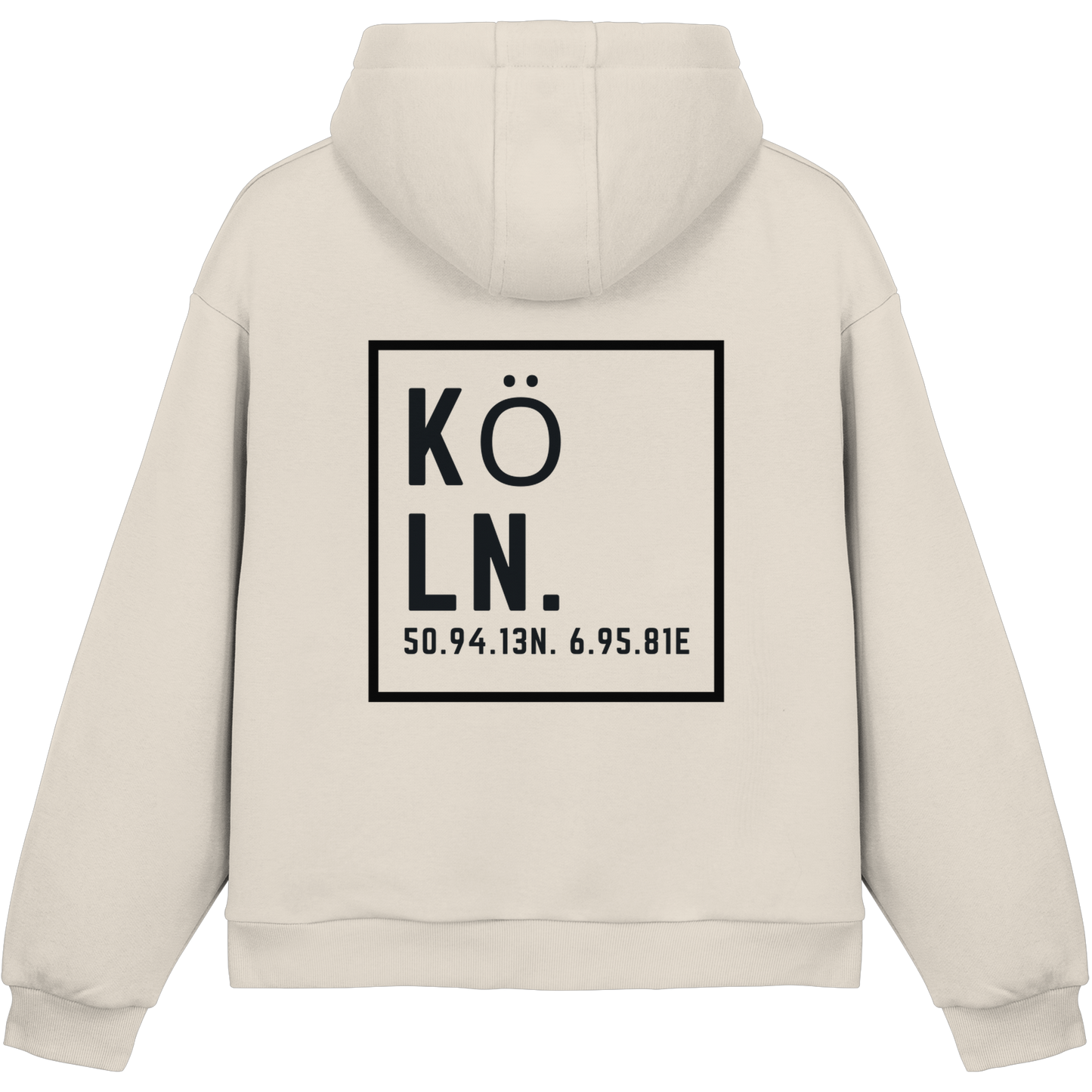Köln Koordinaten (großer Druck auf dem Rücken) - Fluffy Boxcut Hoodie