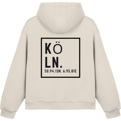 Köln Koordinaten (großer Druck auf dem Rücken) - Fluffy Boxcut Hoodie