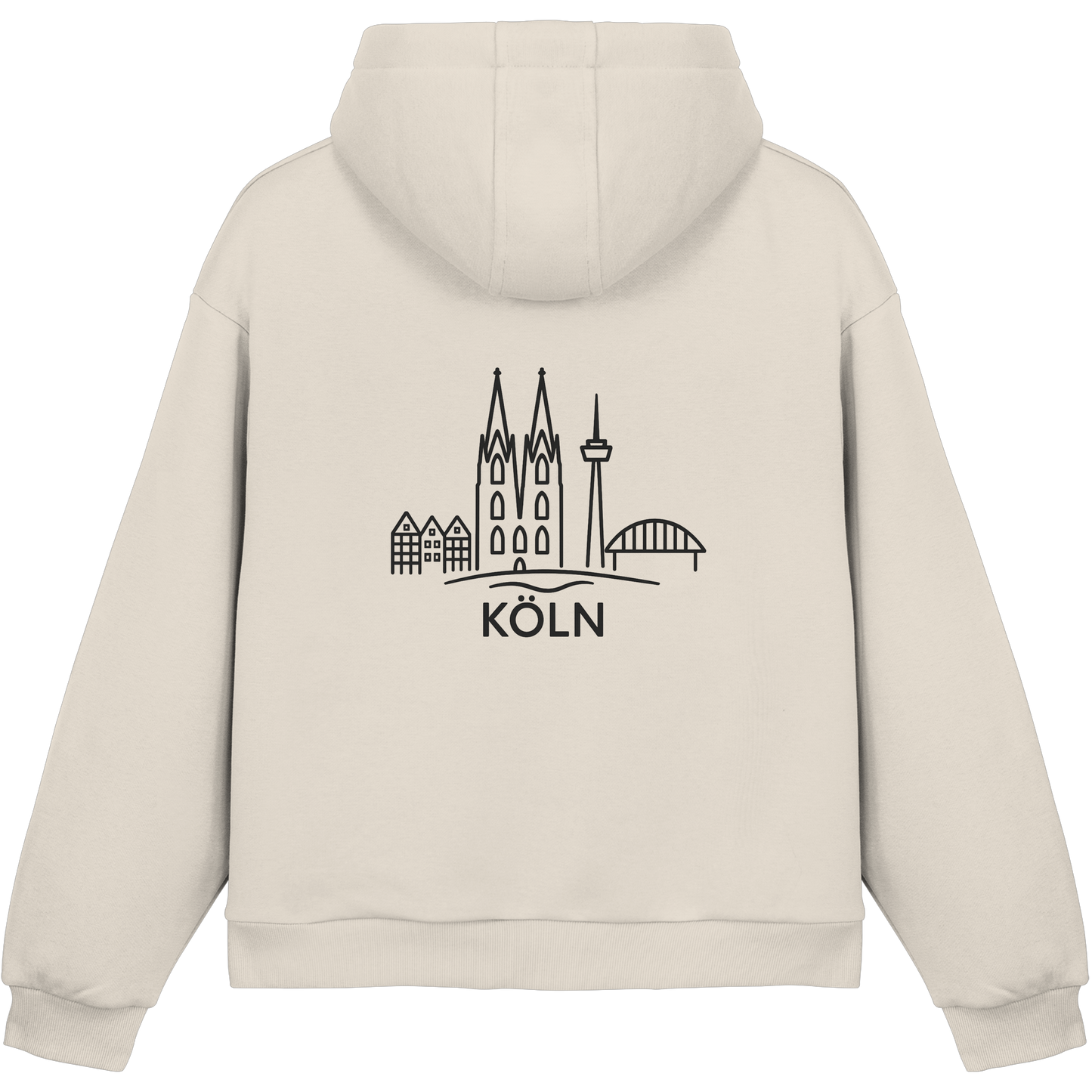 Köln Skyline (großer Druck auf dem Rücken) - Fluffy Boxcut Hoodie