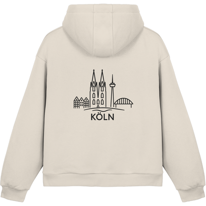Köln Skyline (großer Druck auf dem Rücken) - Fluffy Boxcut Hoodie