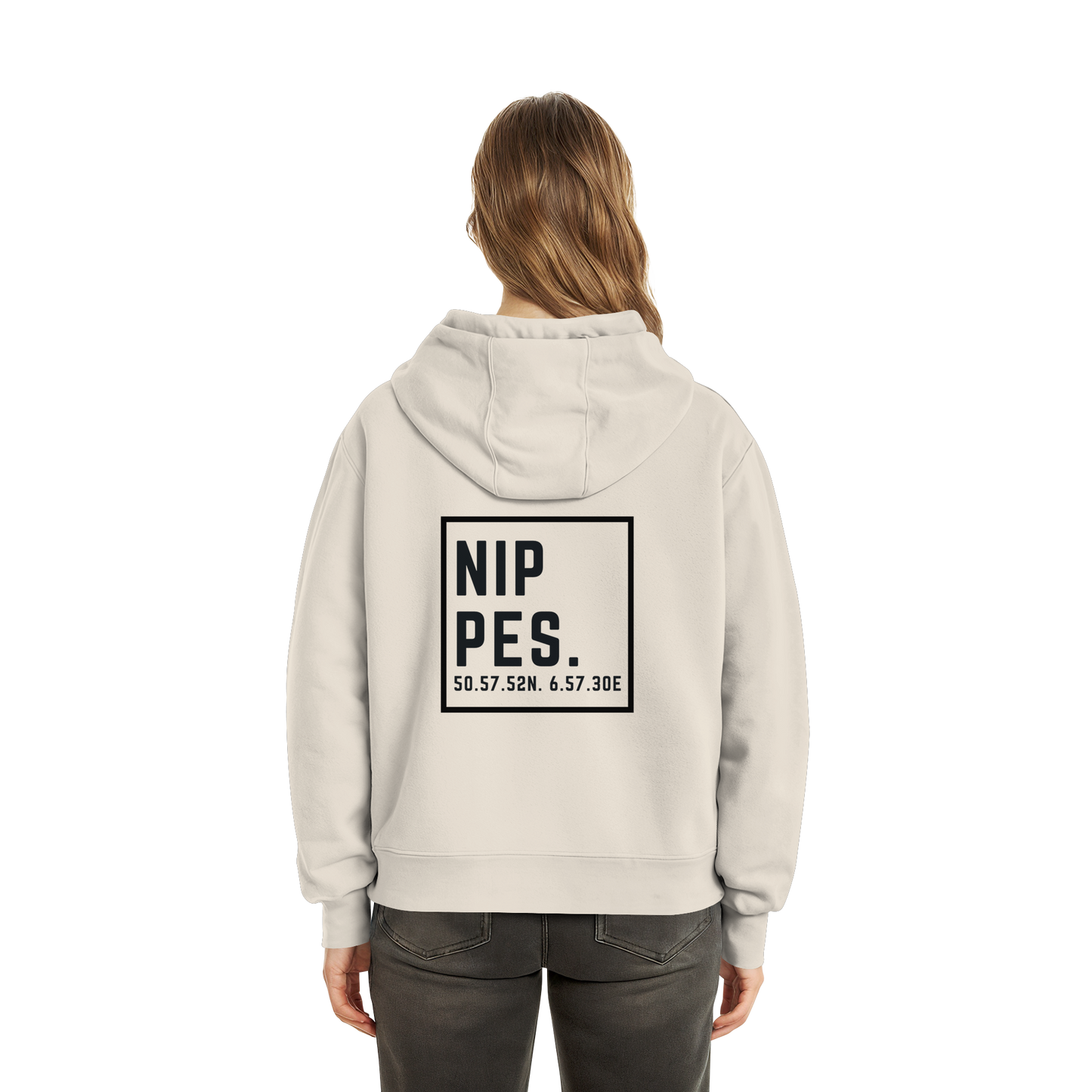Nippes Koordinaten (großer Druck auf dem Rücken) - Fluffy Boxcut Hoodie