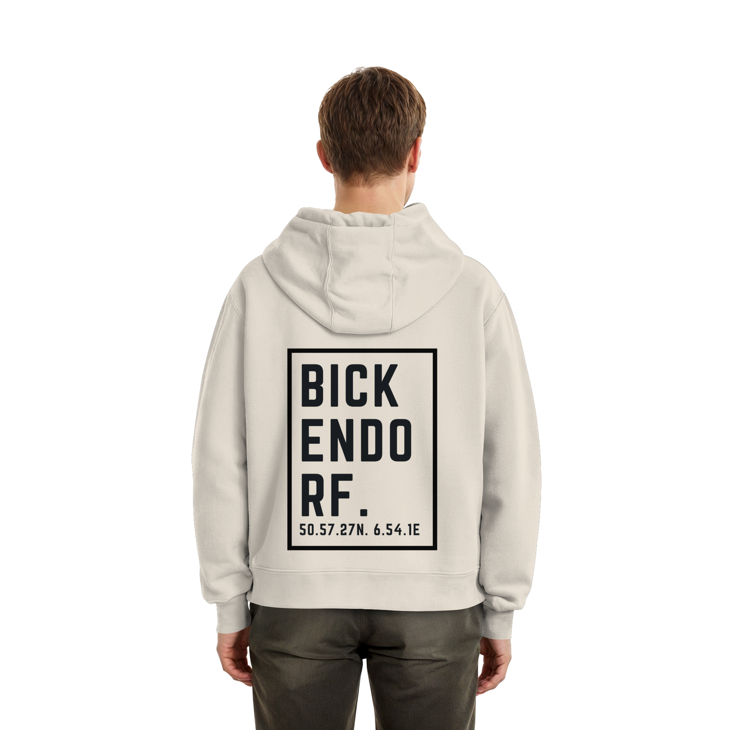 Bickendorf Koordinaten (großer Druck auf dem Rücken) - Fluffy Boxcut Hoodie