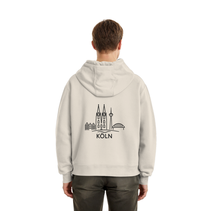 Köln Skyline (großer Druck auf dem Rücken) - Fluffy Boxcut Hoodie