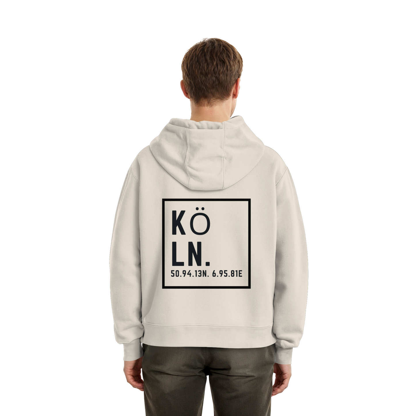Köln Koordinaten (großer Druck auf dem Rücken) - Fluffy Boxcut Hoodie