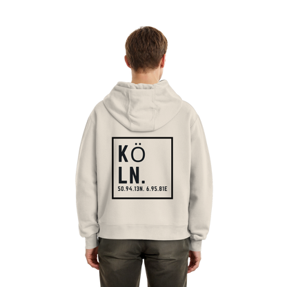 Köln Koordinaten (großer Druck auf dem Rücken) - Fluffy Boxcut Hoodie