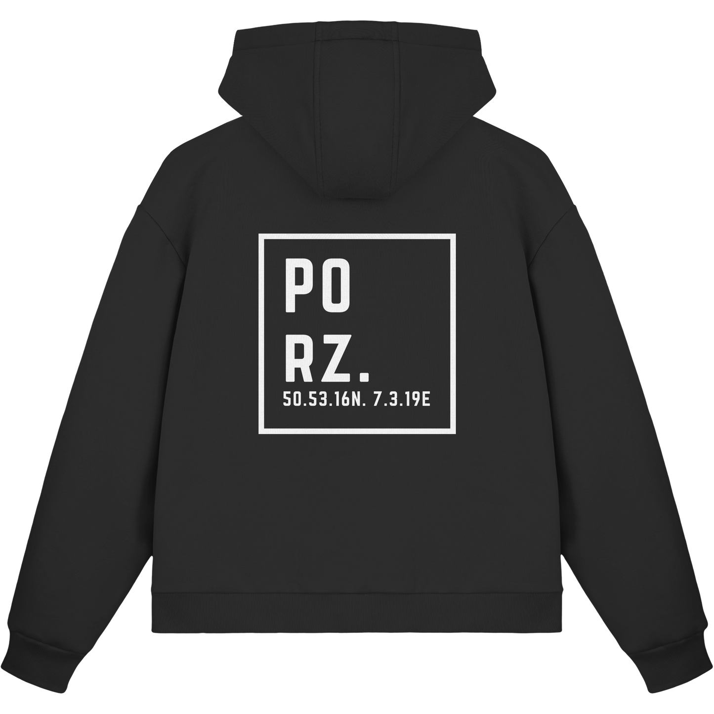 Porz Koordinaten (großer Druck Rücken) - Fluffy Boxcut Zipper
