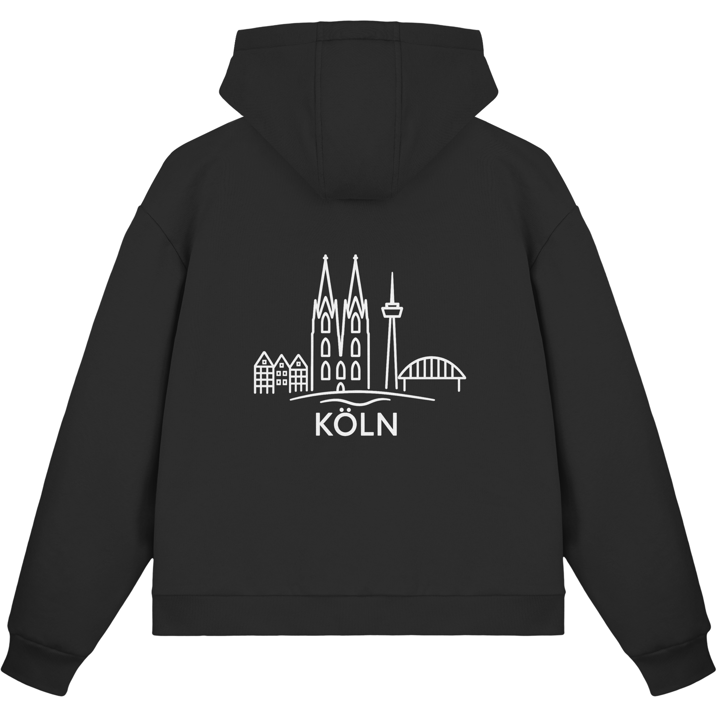 Köln Skyline (großer Druck auf dem Rücken) - Fluffy Boxcut Zipper