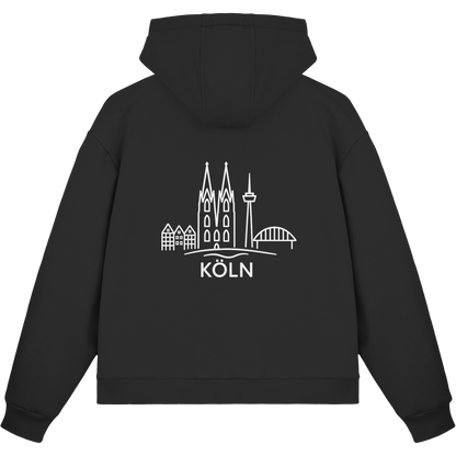 Köln Skyline (großer Druck auf dem Rücken) - Fluffy Boxcut Zipper