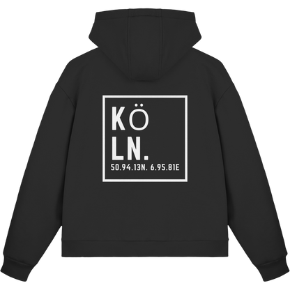 Köln Koordinaten (großer Druck auf dem Rücken) - Fluffy Boxcut Zipper