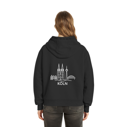 Köln Skyline (großer Druck auf dem Rücken) - Fluffy Boxcut Zipper