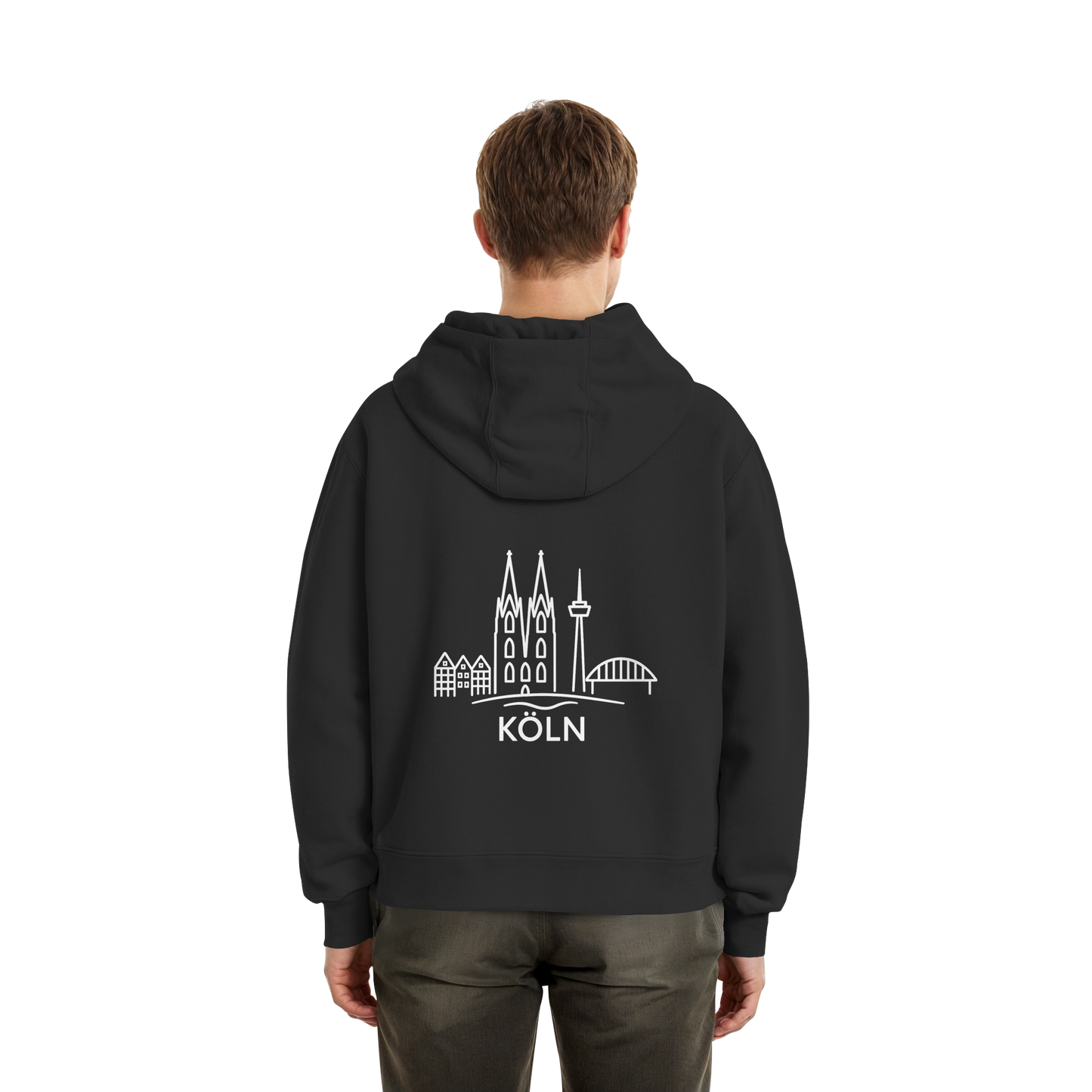 Köln Skyline (großer Druck auf dem Rücken) - Fluffy Boxcut Zipper