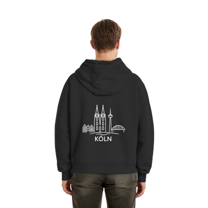 Köln Skyline (großer Druck auf dem Rücken) - Fluffy Boxcut Zipper