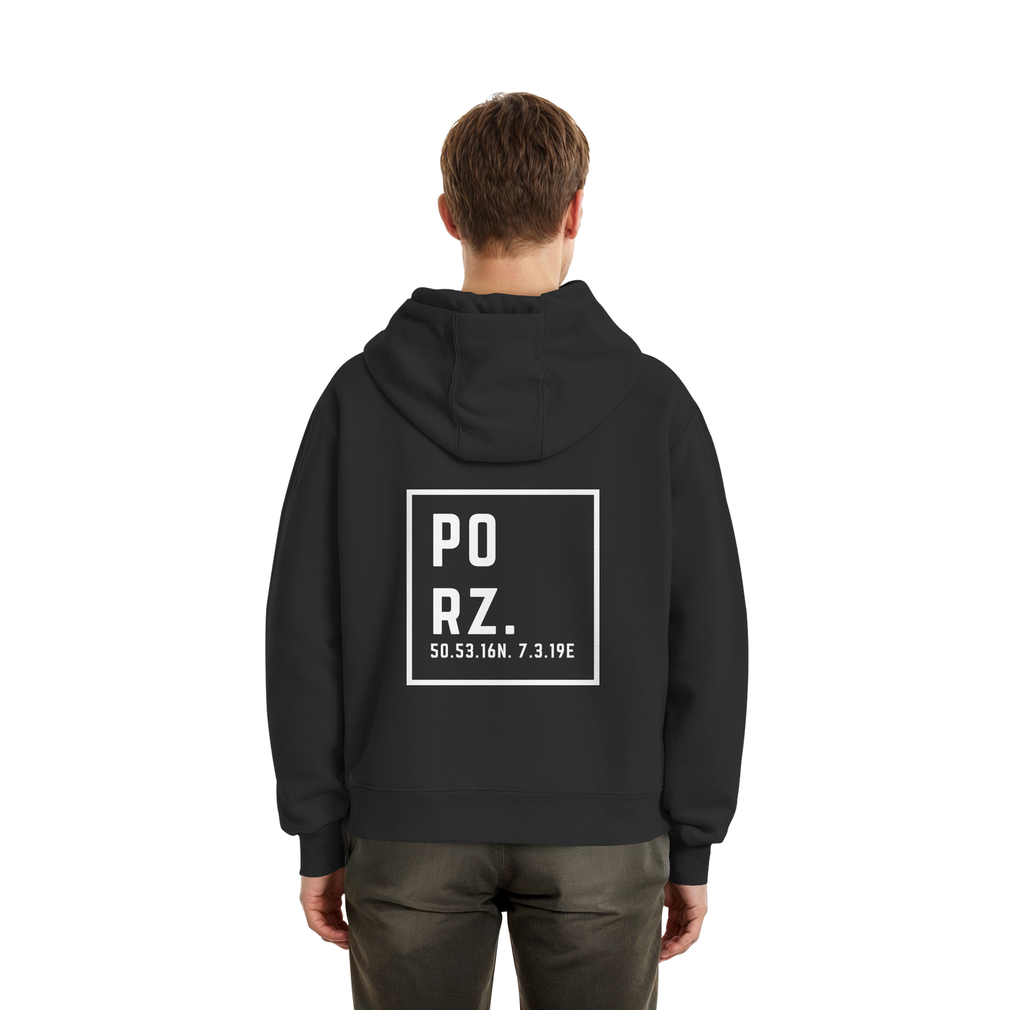 Porz Koordinaten (großer Druck Rücken) - Fluffy Boxcut Zipper