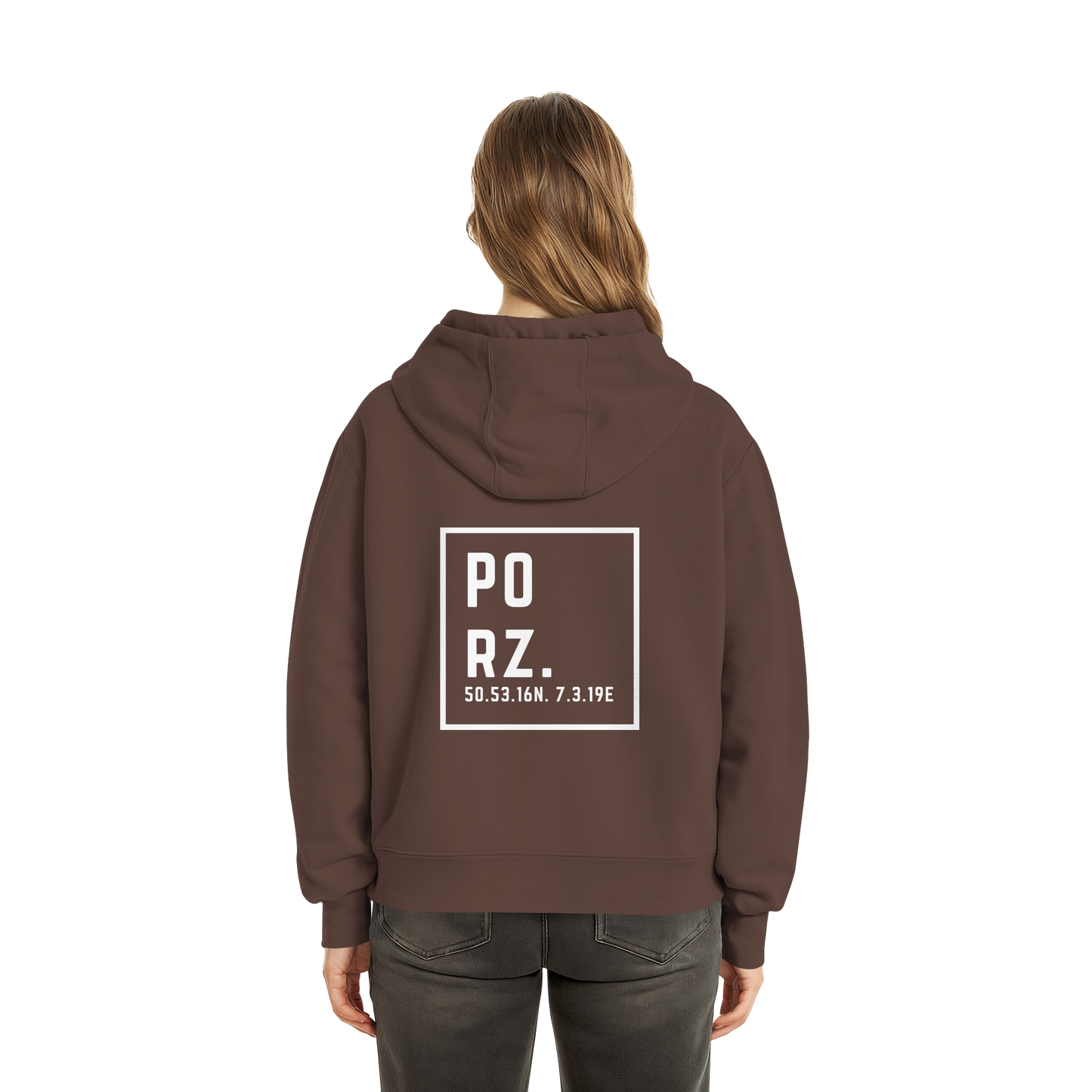 Porz Koordinaten (großer Druck Rücken) - Fluffy Boxcut Zipper