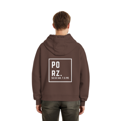 Porz Koordinaten (großer Druck Rücken) - Fluffy Boxcut Zipper