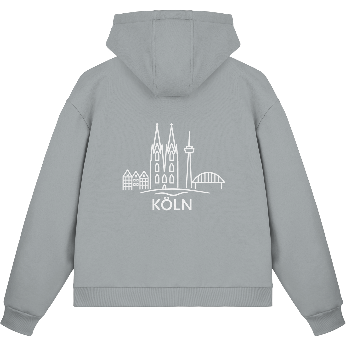 Köln Skyline (großer Druck auf dem Rücken) - Fluffy Boxcut Zipper