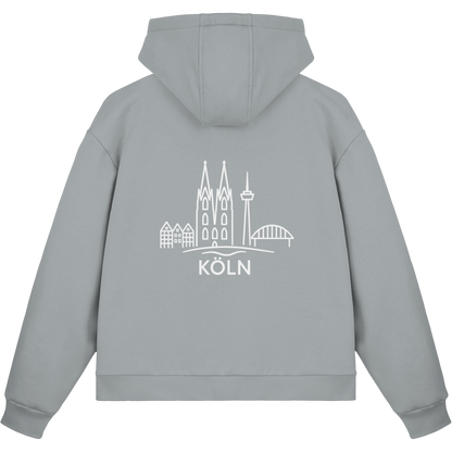 Köln Skyline (großer Druck auf dem Rücken) - Fluffy Boxcut Zipper