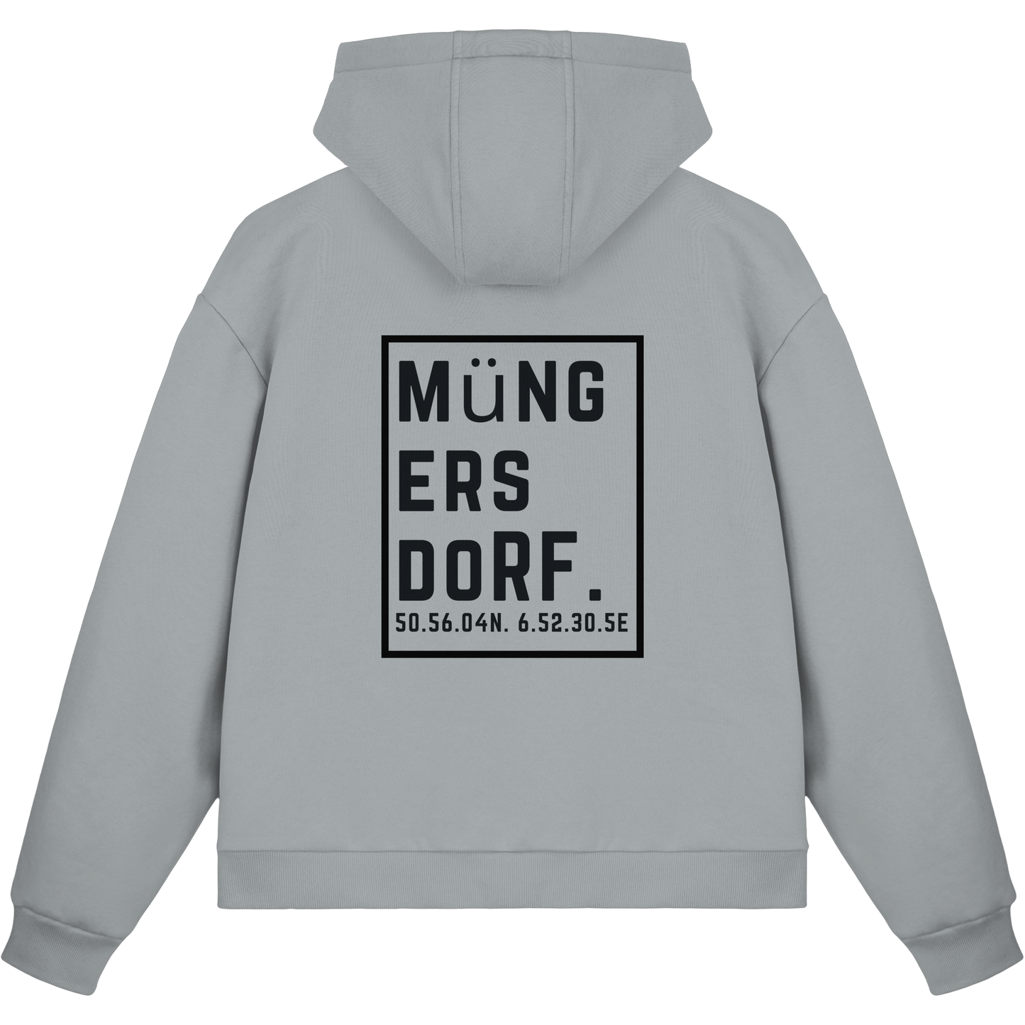 Müngersdorf Koordinaten (großer Druck auf dem Rücken) - Fluffy Boxcut Zipper