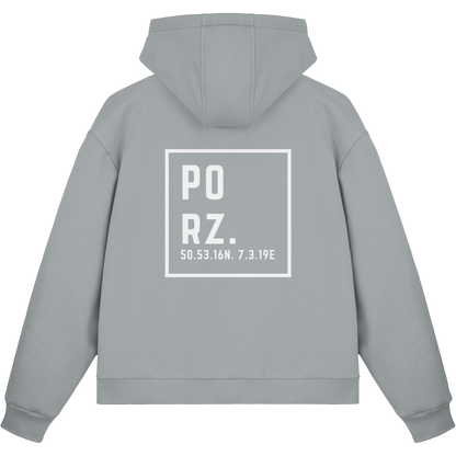 Porz Koordinaten (großer Druck Rücken) - Fluffy Boxcut Zipper