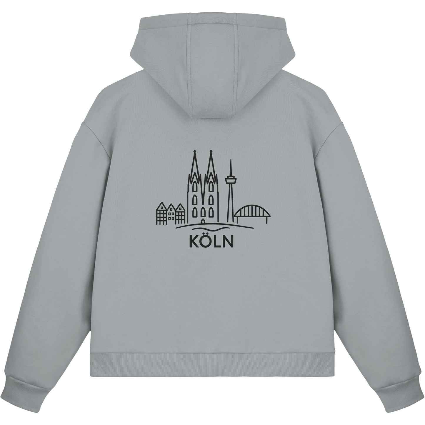 Köln Skyline (großer Druck auf dem Rücken) - Fluffy Boxcut Zipper