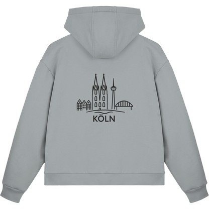 Köln Skyline (großer Druck auf dem Rücken) - Fluffy Boxcut Zipper