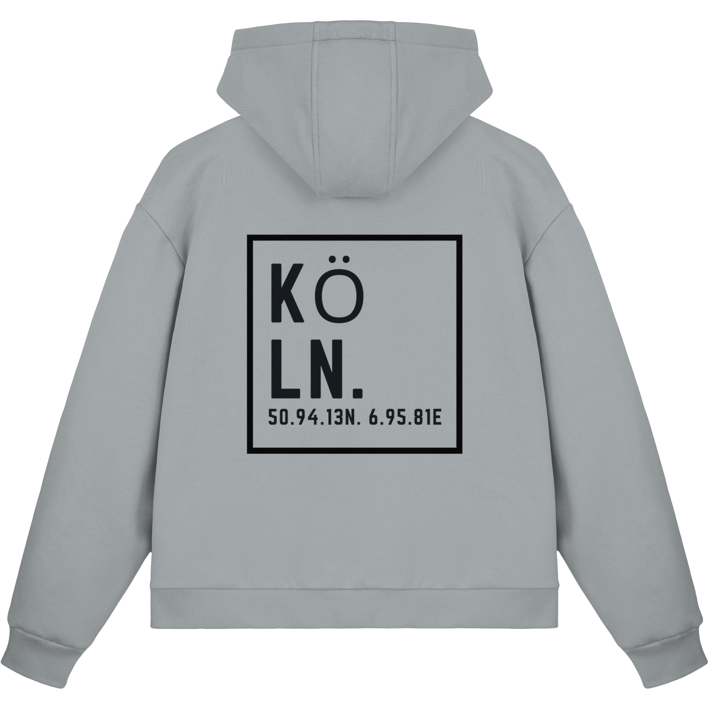 Köln Koordinaten (großer Druck auf dem Rücken) - Fluffy Boxcut Zipper