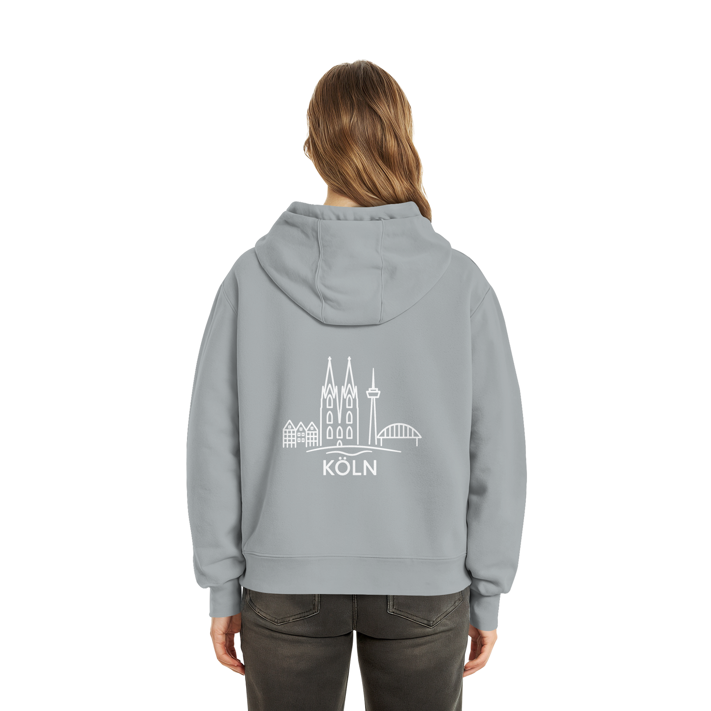 Köln Skyline (großer Druck auf dem Rücken) - Fluffy Boxcut Zipper