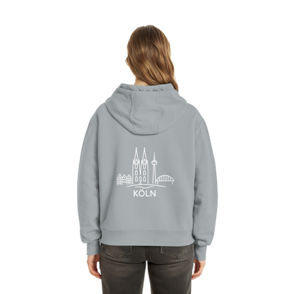 Köln Skyline (großer Druck auf dem Rücken) - Fluffy Boxcut Zipper