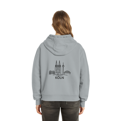Köln Skyline (großer Druck auf dem Rücken) - Fluffy Boxcut Zipper