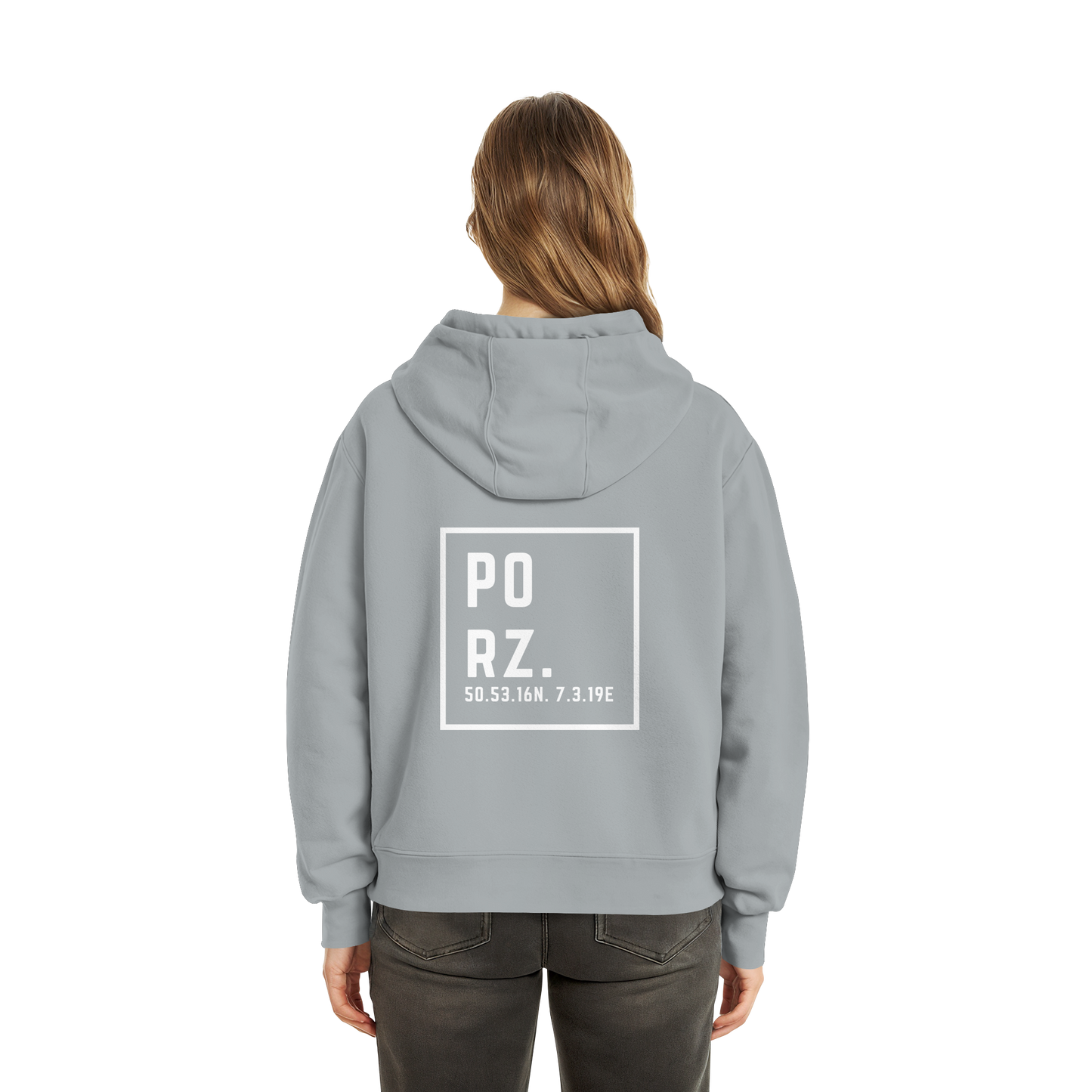 Porz Koordinaten (großer Druck Rücken) - Fluffy Boxcut Zipper